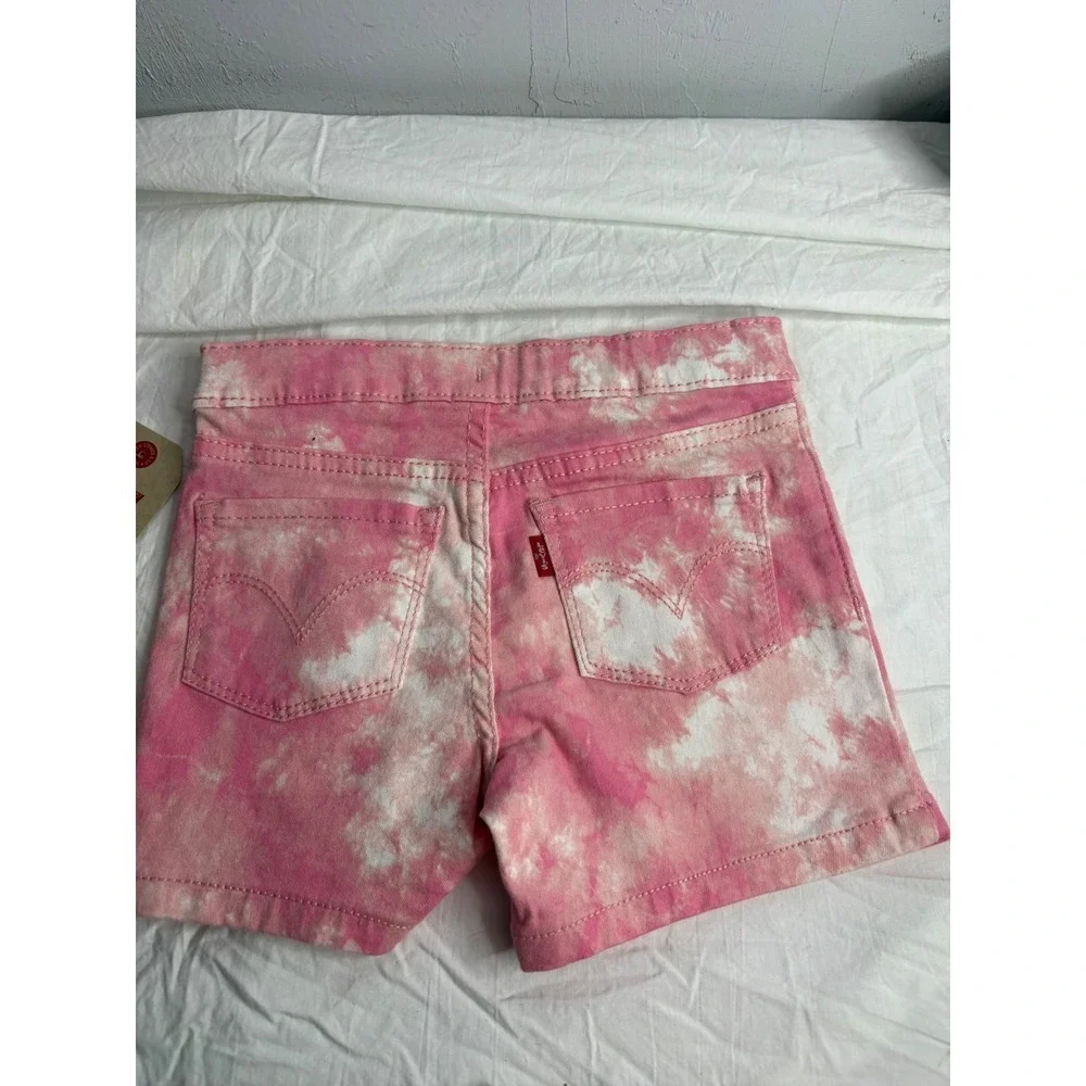 Levi's Flex Kids Girls Pink Tie Dye Pull On Shorts Elastic Waist Stretch Size 5